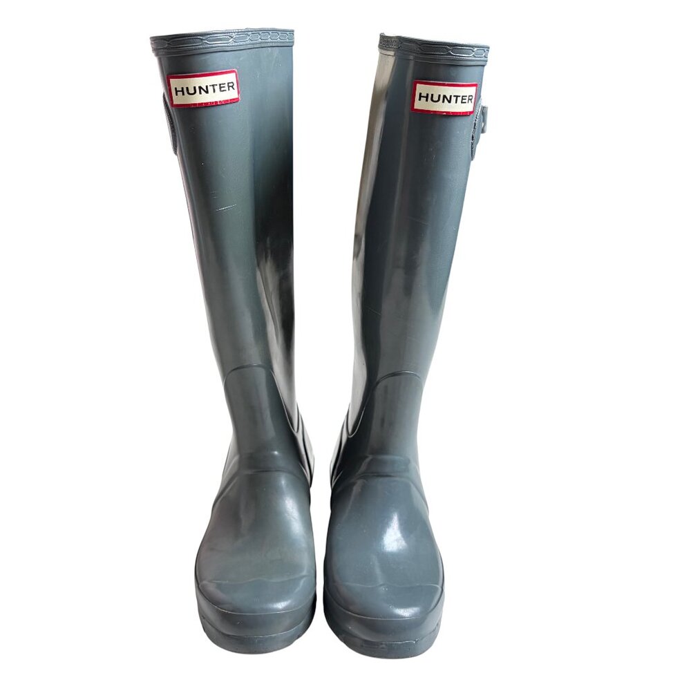 Hunter Original Tall Gloss Rain Boots (Grey) - Size 5